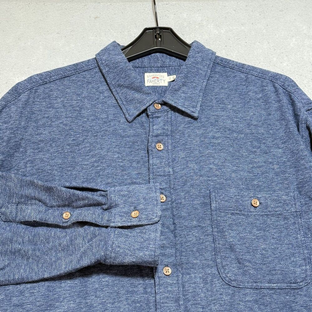 FAHERTY Legend Sweater Shirt Extrafine Modern Button-Down Collar Blue Men’s 2XL
